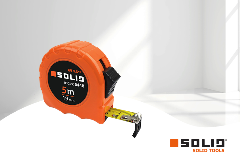 SOLID Rollmaßband - Rollmeter 5m / 25mm Glas