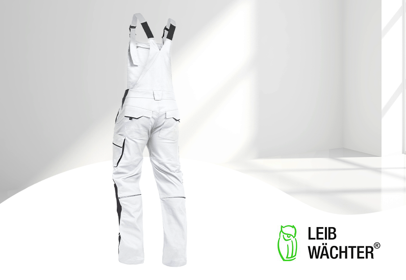 Leibwächter Arbeitshose - Latzhose Flex Line weiß/grau
