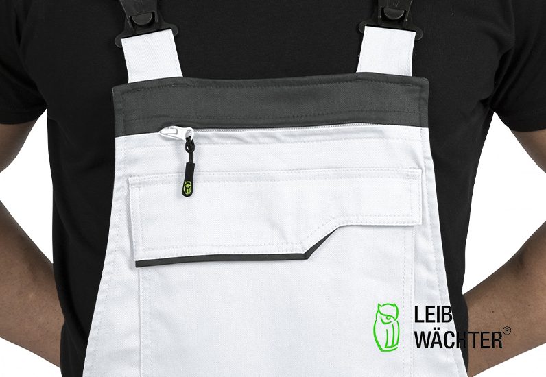 Leibwächter Arbeitshose - Latzhose Flex Line weiß/grau