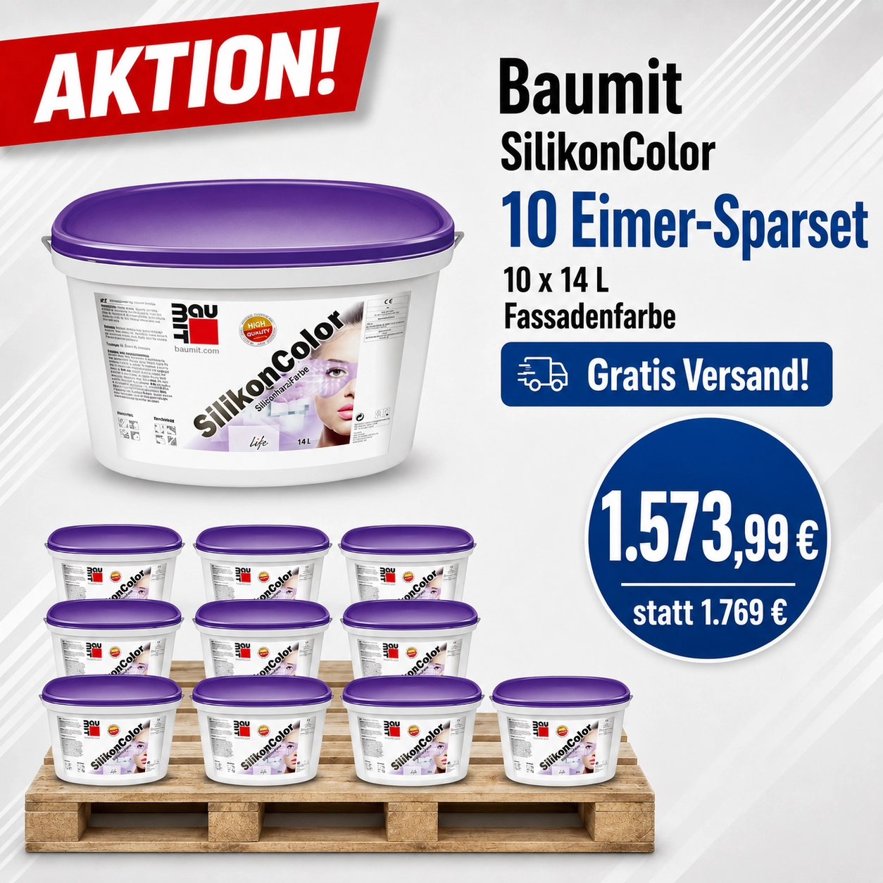 Aktion 10 x 14 L Baumit SilikonColor weiß