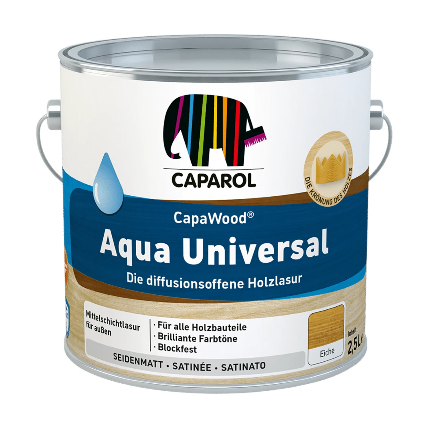 Caparol CapaWood Aqua Universal Holzlasur Wunschfarbton – Packshot Hersteller