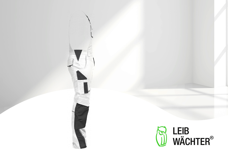Leibwächter Arbeitshose - Latzhose Flex Line weiß/grau