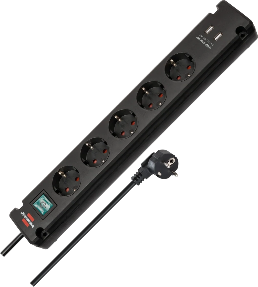 Brennenstuhl Steckdosenleiste 5-fach mit 2 USB-Ladebuchsen 3m