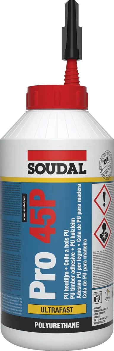 Soudal PRO 45P PU-Holzleim D4- wasserfeste Verbindung 750g Tube