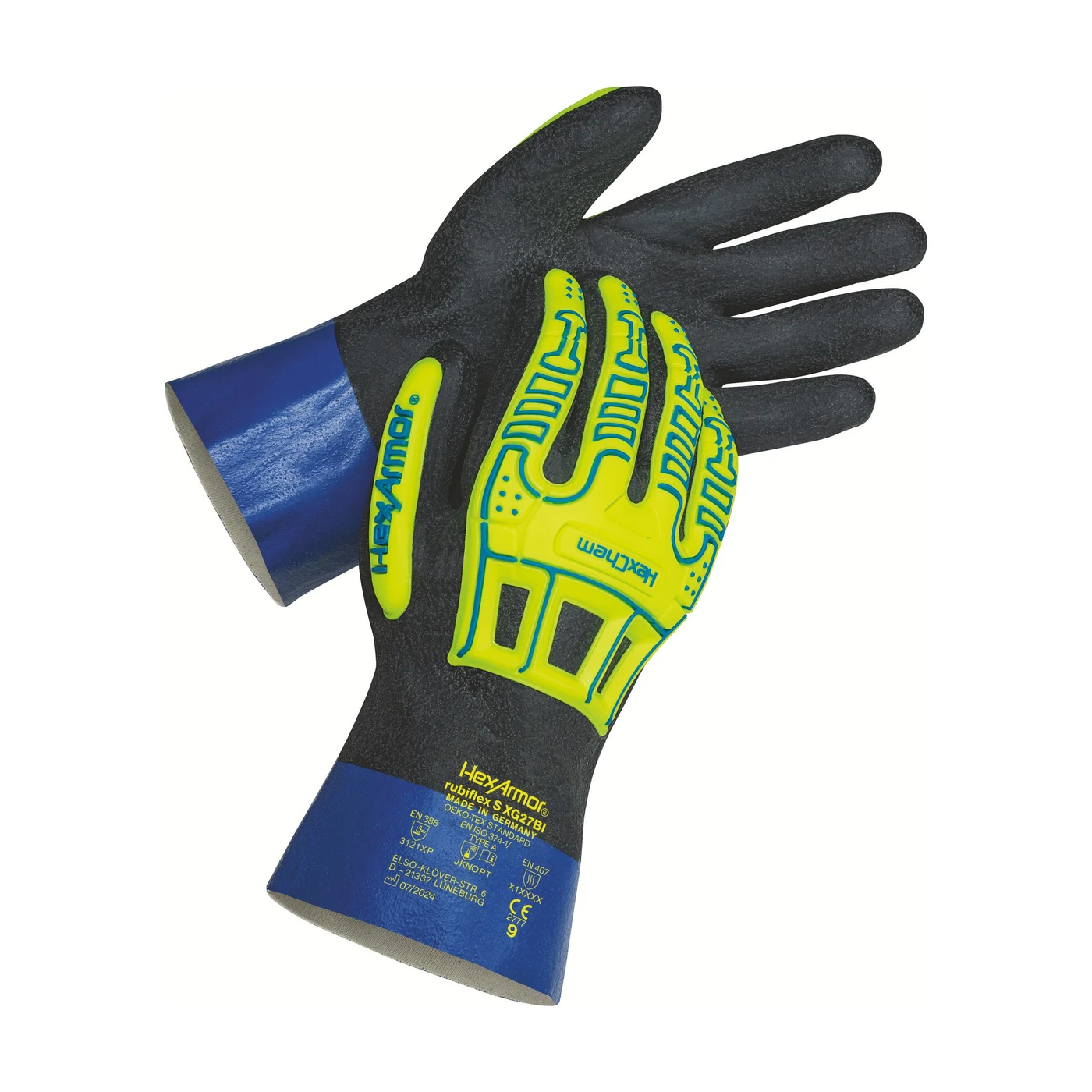 HexArmor rubiflex S XG27BI Chemikalienschutzhandschuhe – Packshot Hersteller