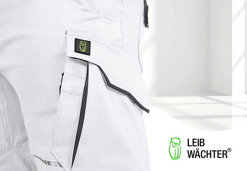 Leibwächter Arbeitshose - Latzhose Flex Line weiß/grau