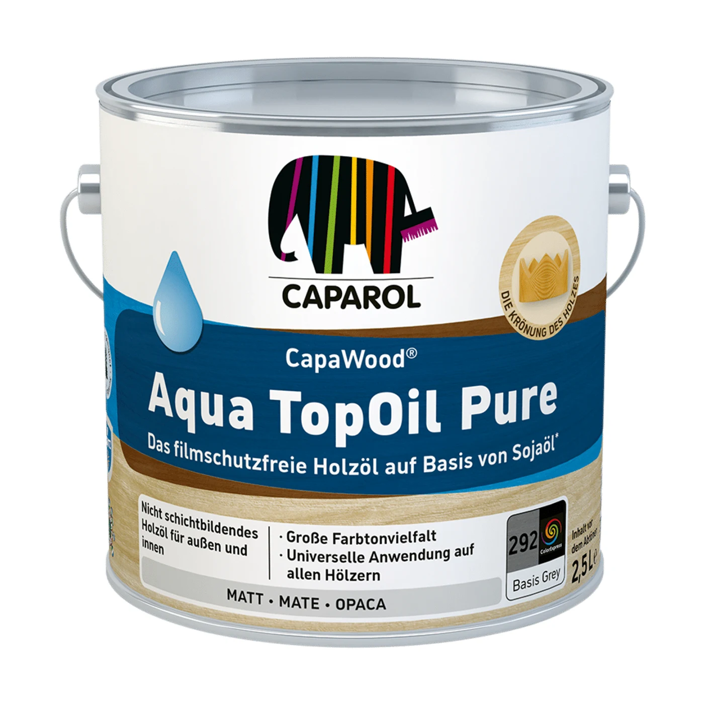 Caparol CapaWood Aqua TopOil Pure Holzöl farblos – Packshot Hersteller