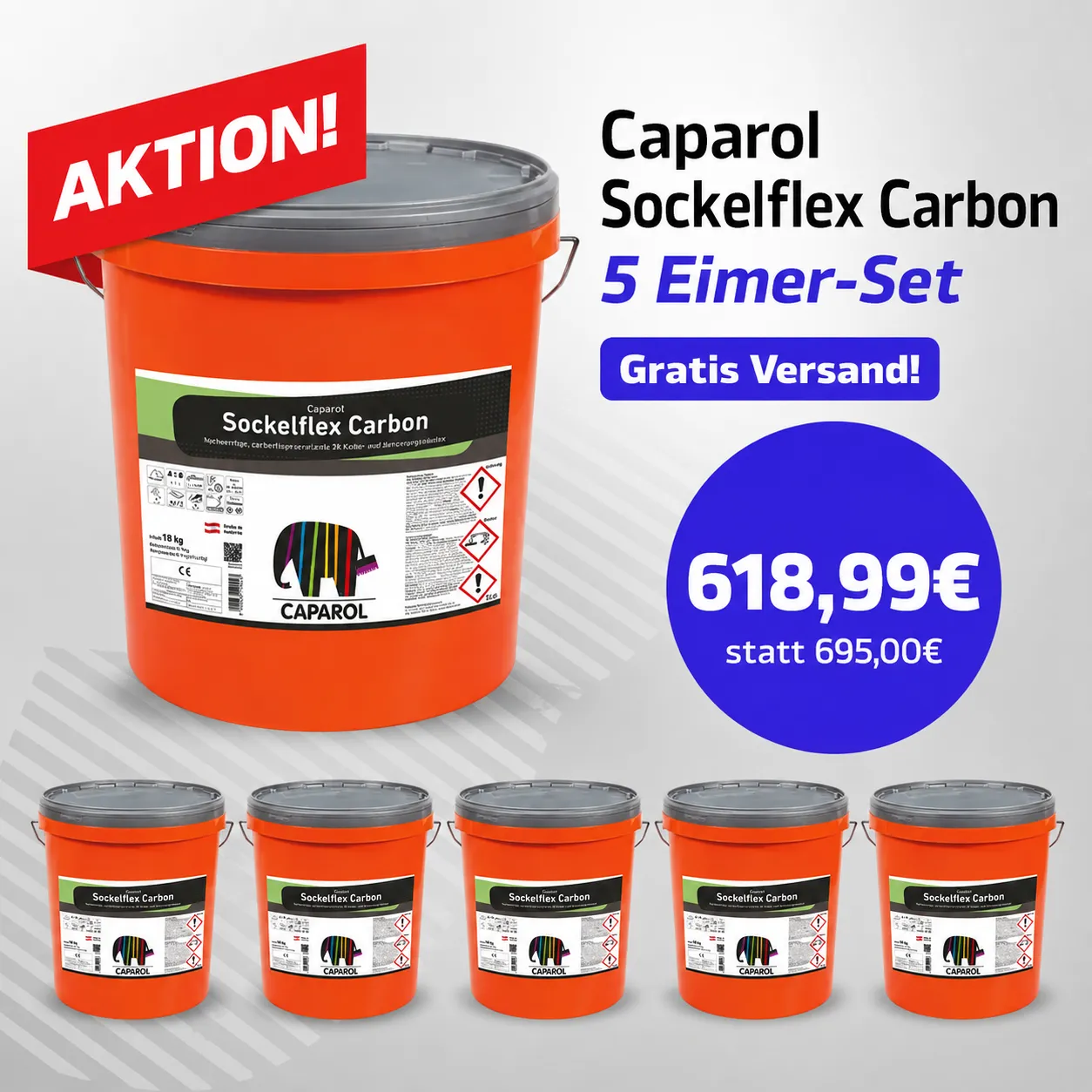 Aktion 5 x 18 kg  Caparol Sockelflex Carbon