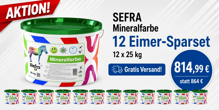 Aktion 12 x 25 kg Sefra Mineral-Innenwandfarbe weiß