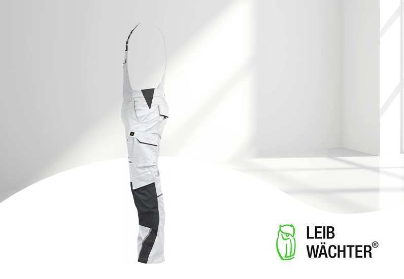 Leibwächter Arbeitshose - Latzhose Flex Line weiß/grau