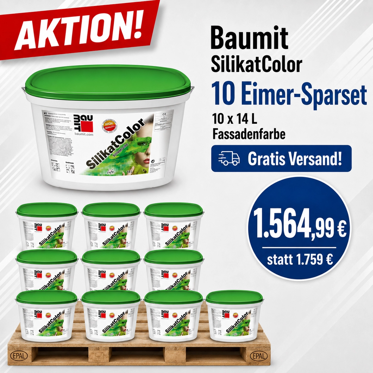 Aktion 10 x 14 L Baumit SilikatColor weiß
