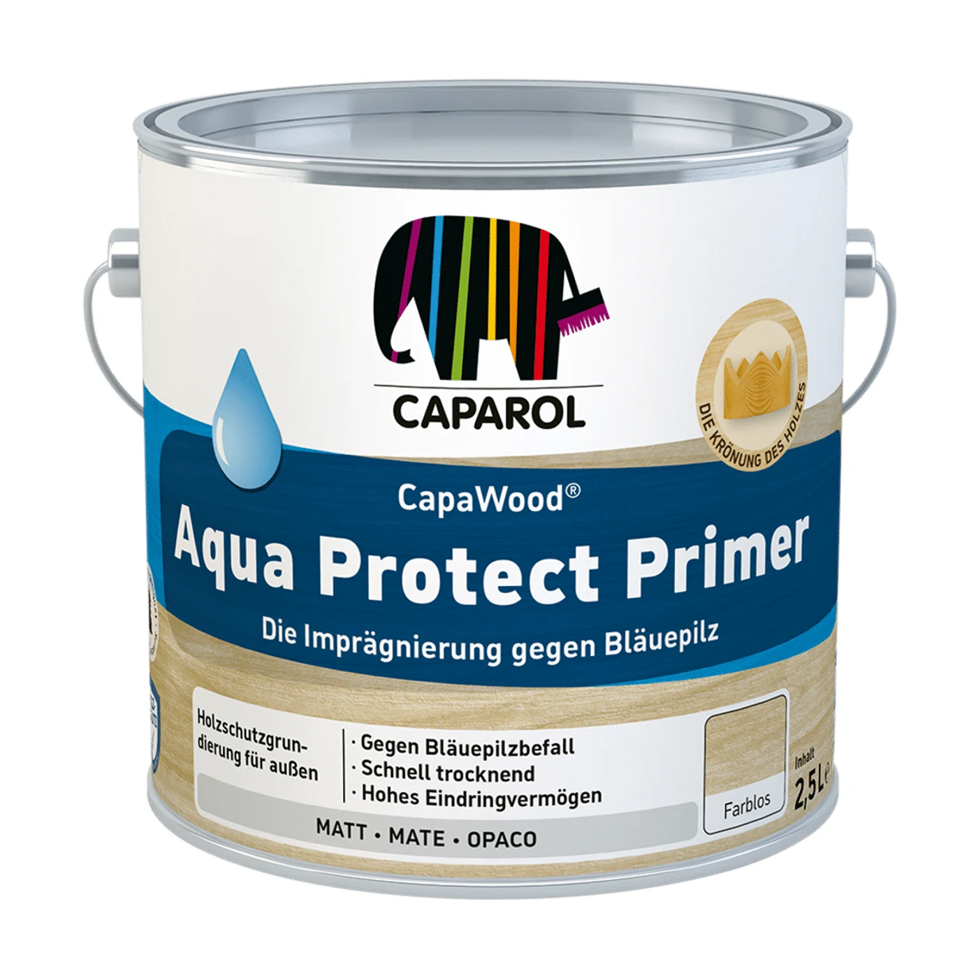 Caparol CapaWood Aqua Protect Primer Holzschutzgrundierung farblos – Packshot Hersteller