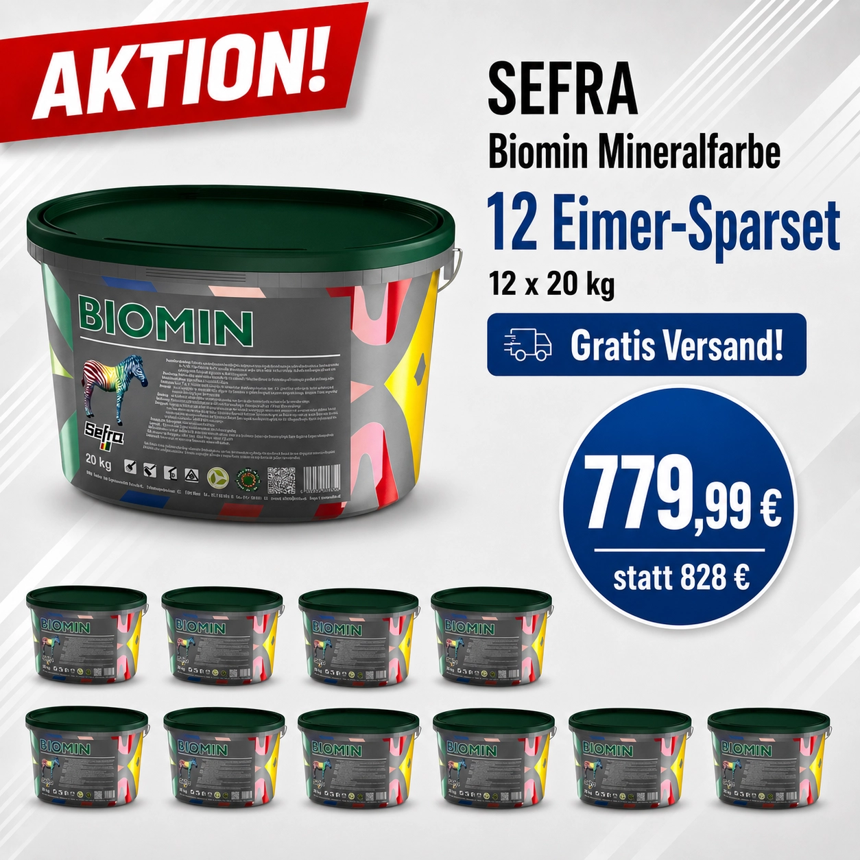 Aktion 12 x 20 kg SEFRA BIOMIN - Innensilikatfarbe weiß