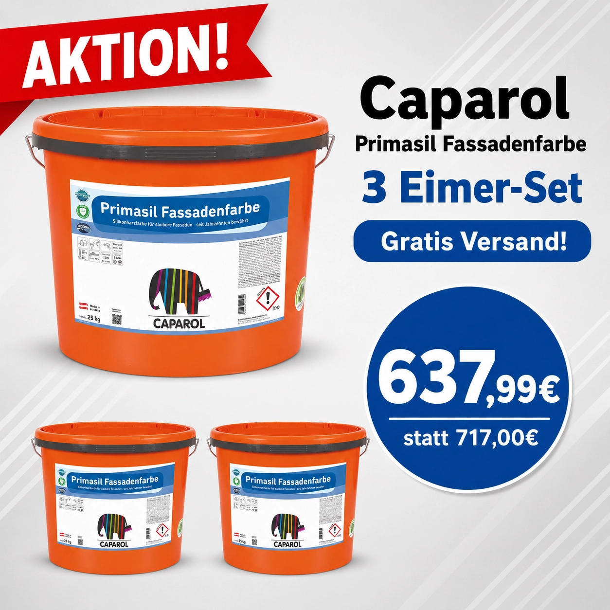 Aktion 3 x 25 kg Primasil Fassadenfarbe weiß (Synthesa)