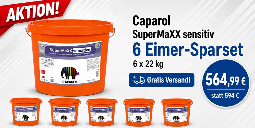 Aktion 6 x 22 kg Caparol SuperMaXX sensitive Innenfarbe Weiß
