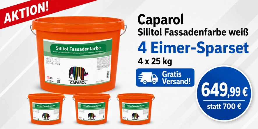 Aktion 4 x 25 kg Caparol Silitol Fassadenfarbe weiß (Synthesa)