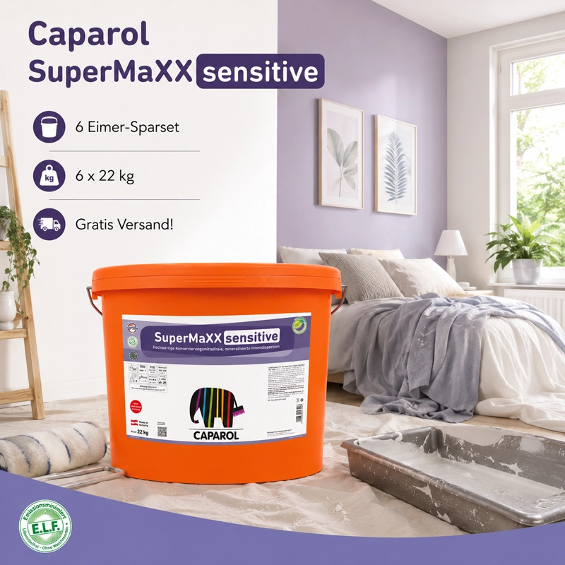Aktion 6 x 22 kg Caparol Synthesa SuperMaXX sensitive Innenfarbe Weiß