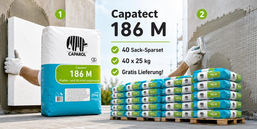 Aktion 40 x 25 kg Caparol Capatect Klebe- und Armierungsmasse 186 M 25 kg