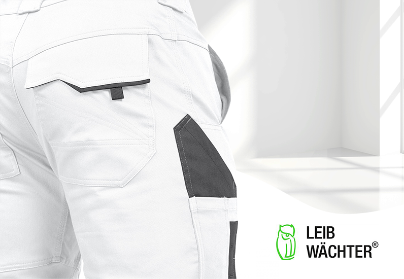 Leibwächter Arbeitshose - Latzhose Flex Line weiß/grau