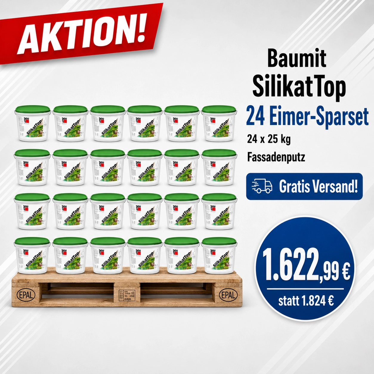  Aktion 24 x 25 kg Baumit SilikatTop 25kg weiß