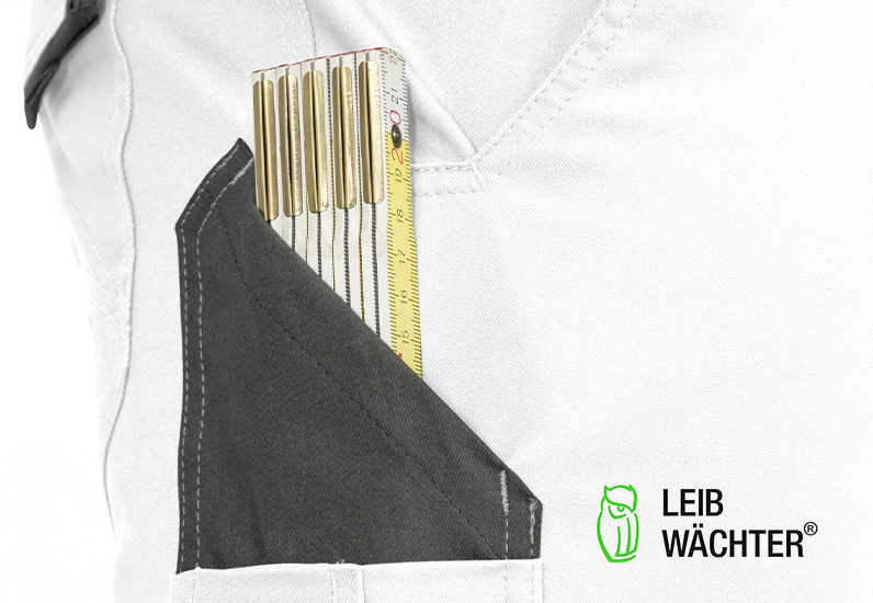 Leibwächter Arbeitshose - Latzhose Flex Line weiß/grau