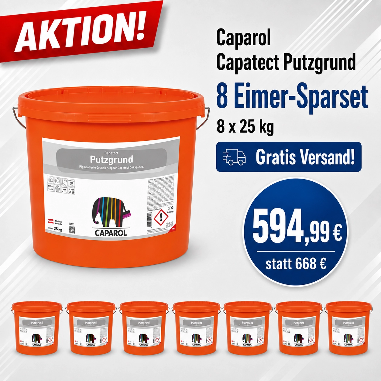 Aktion 8 x 25 kg Caparol Putzgrund 25 kg weiß (Capatect)